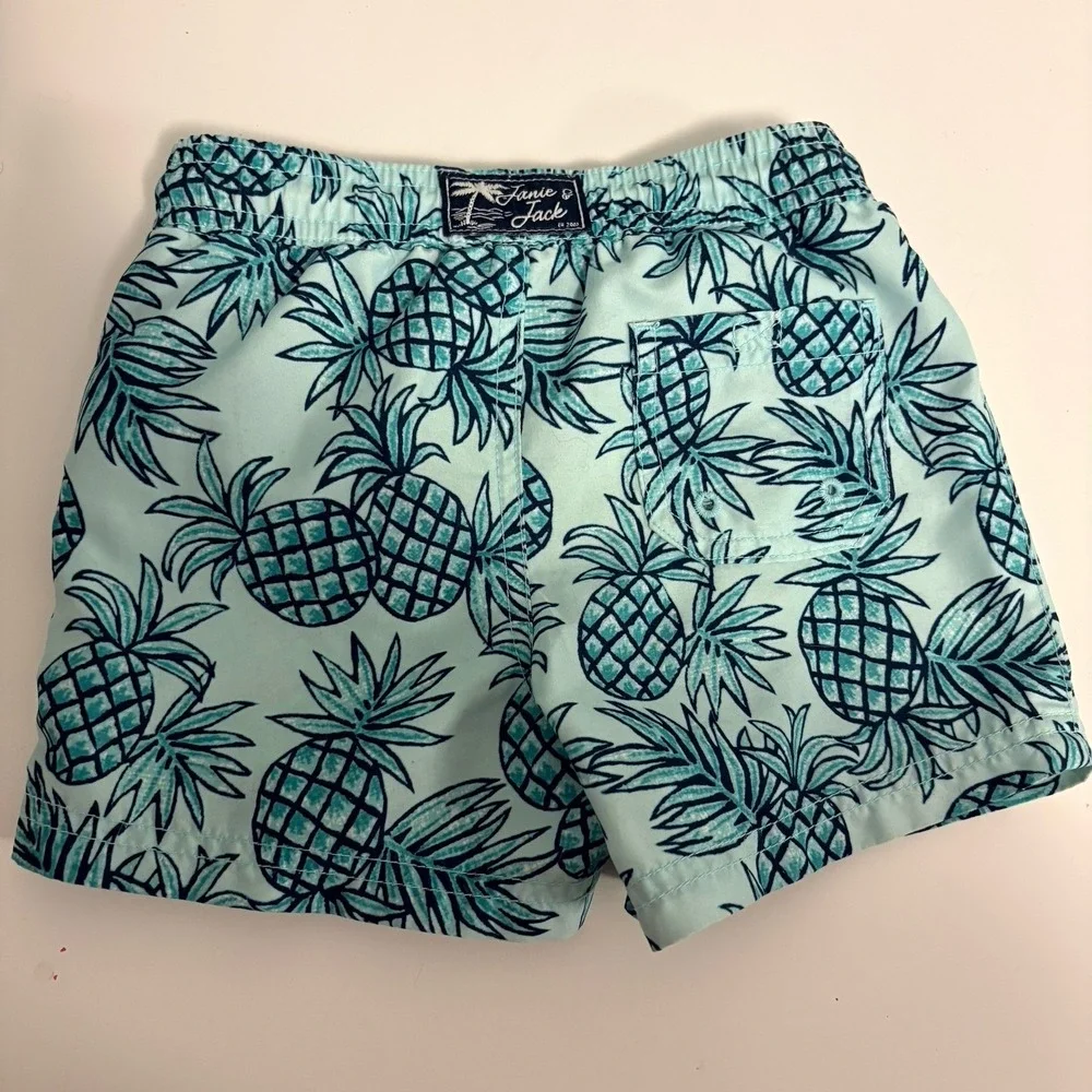 Janie And Jack Boys‎ Size 18-24m Swim Trunks Green Pineapple Print